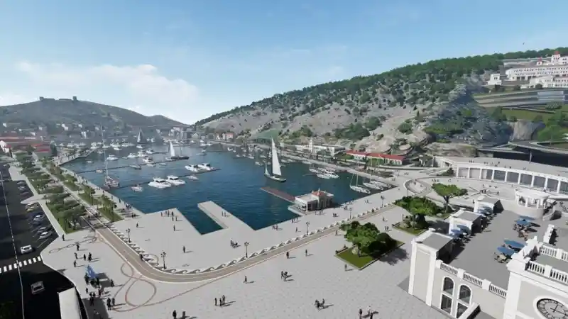 Вице-премьер Марат Хуснуллин ознакомился с ходом реконструкции яхтенной марины в Балаклаве